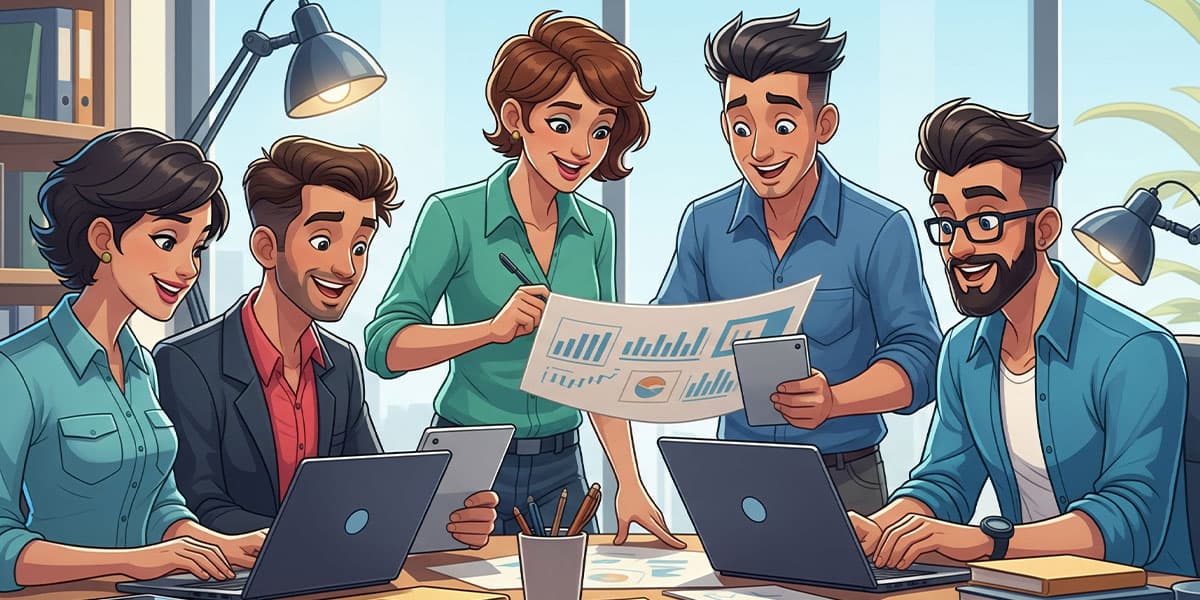 Startup team lavora, collaborazione e innovazione